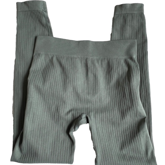 Bo+Tee Leggings Size M Green Super Skinny Slim Fit Elastic Waistband Stretch - Picture 7 of 7